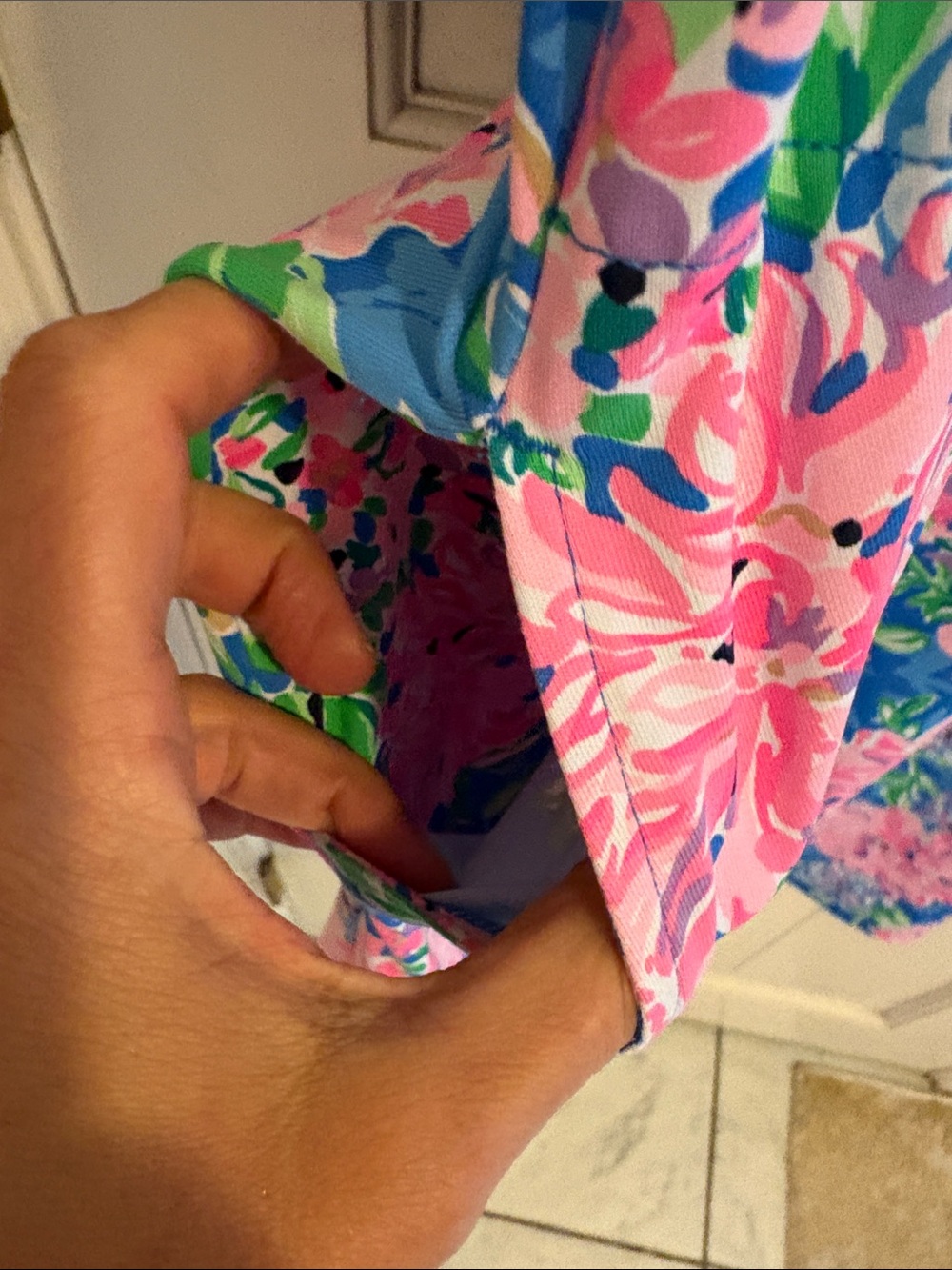 Lilly Pulitzer Blue Floral dress with Pockets. Size large - Picture 3 of 7